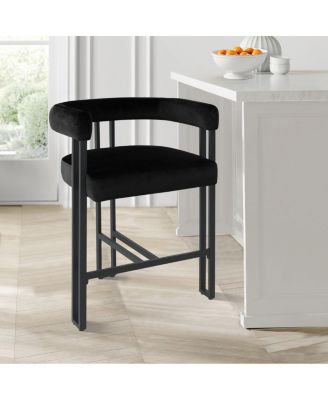 Velvet Counter Stool,Boasting Curved Frame Armrest Velvet Counter Stool with Three Legs(1PK)-Maison Boucle