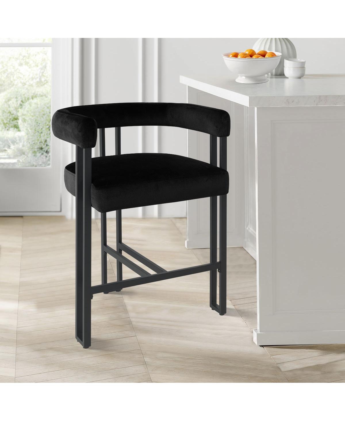 Maison Boucle Velvet Counter Stool,Boasting Curved Frame Armrest Velvet Counter Stool with Three Legs(1PK)-Maison Boucle -velvet
