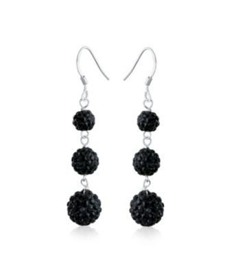 Multi Color Crystal Pave Disco Balls Dangle Earrings in Sterling Silver