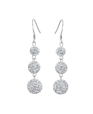 Multi Color Crystal Pave Disco Balls Dangle Earrings in Sterling Silver