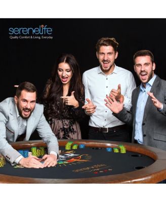 Foldable and Portable Rounded Poker/Casino Game Table with Cushioned Rail for 8 Players