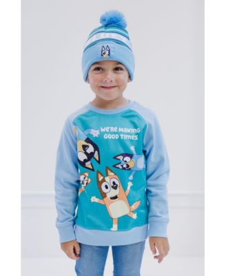 Toddler Boys Fleece Sweatshirt and Cotton Gauze Hat