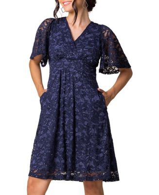 Women's Starry Sequin Lace V-Neck Cocktail Dress with Pockets