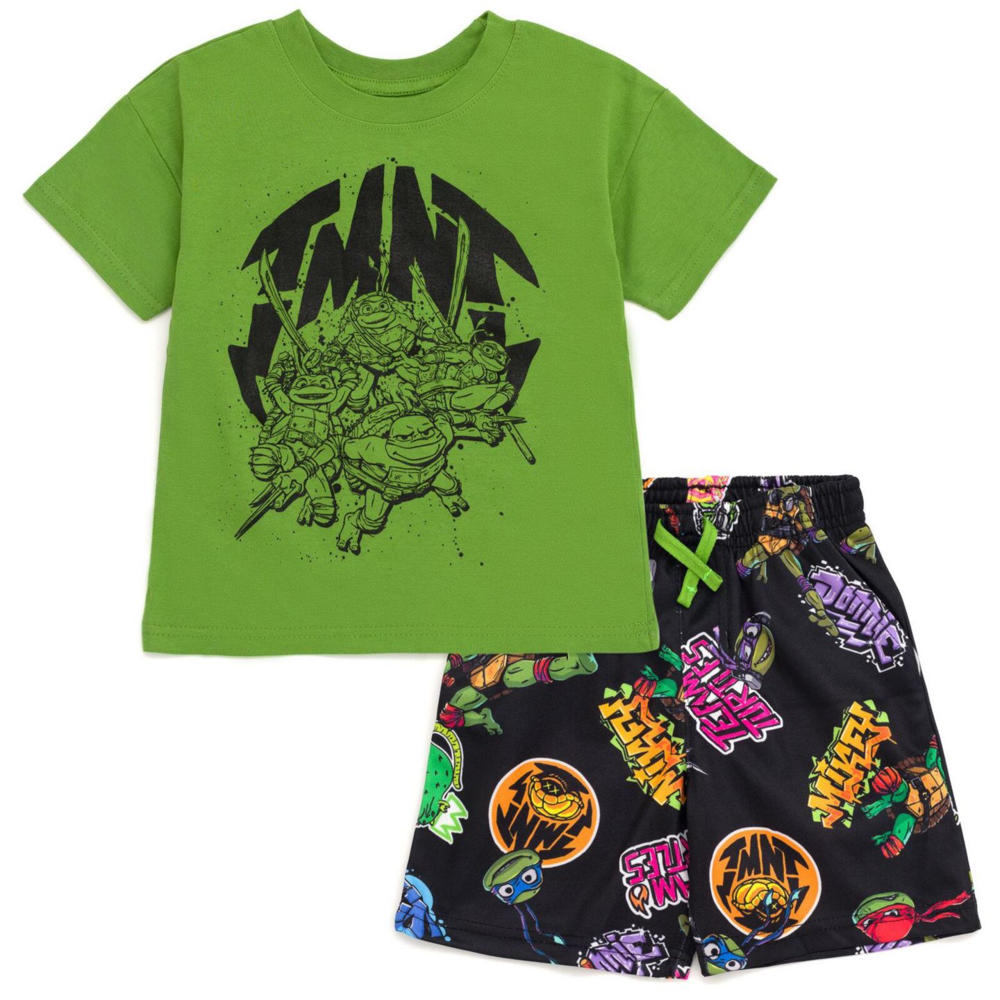 Комплект Teenage Mutant Ninja Turtles Athletic 2-Piece T-Shirt and Shorts Set для мальчиков, цвет: Зелёный чёрный — фото 1