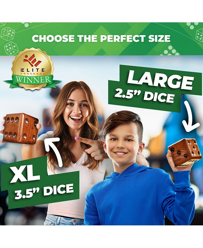 SWOOC - Yardzee, Farkle & 20  Games - Light-Weight Yard Dice Game Set (All Weather) with Wood Bucket, 5 Score Cards, and Marker