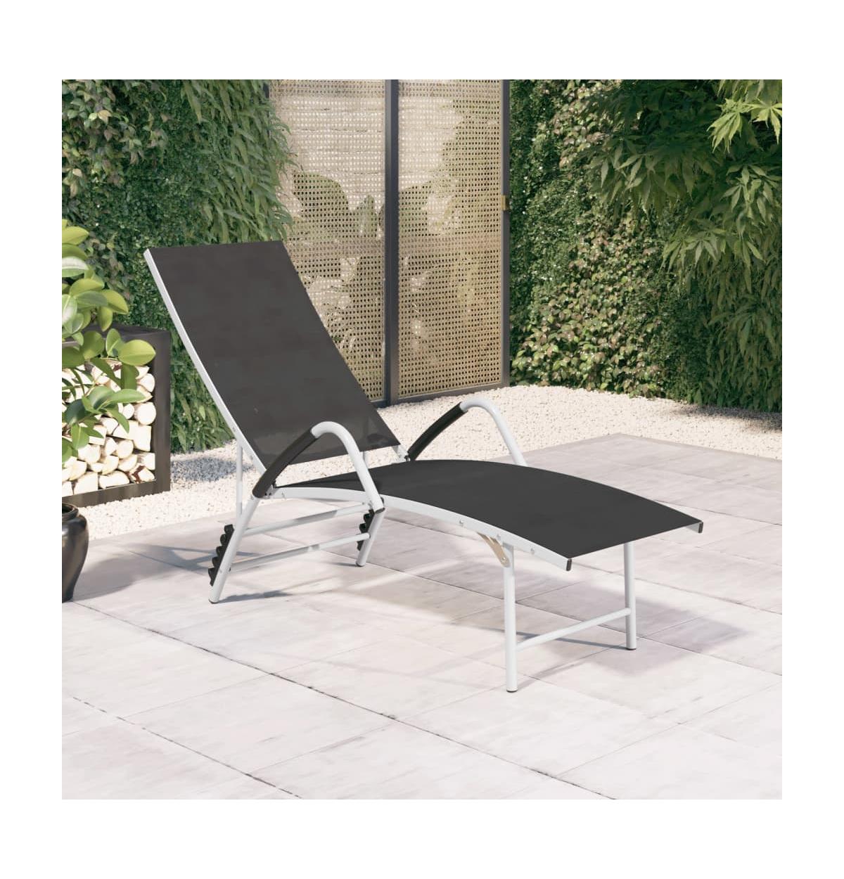 vidaXL Sun Lounger Textilene and Aluminum- Black