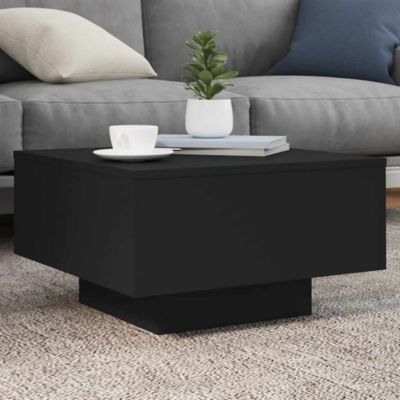 Coffee Table Black Engineered Wood Low Durable Coffee Table
