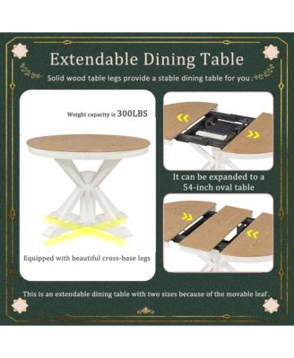 Retro Extendable Dining Table with 12-Inch Leaf for Functional Dining and Living Room Spaces