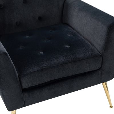 Lilia Contemporary Velvet Upholstered Accent Chair with Metal Base