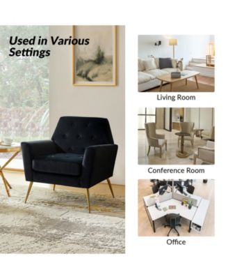 Lilia Contemporary Velvet Upholstered Accent Chair with Metal Base