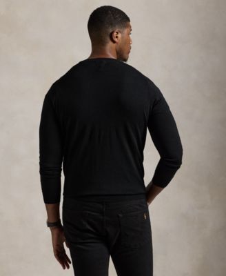 Men's Big & Tall Washable Wool V-Neck Sweater