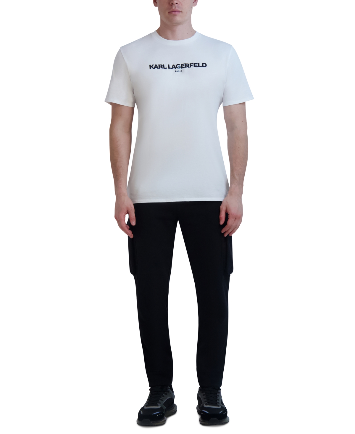 Karl Lagerfeld Men's Fleece Cargo Joggers In Black