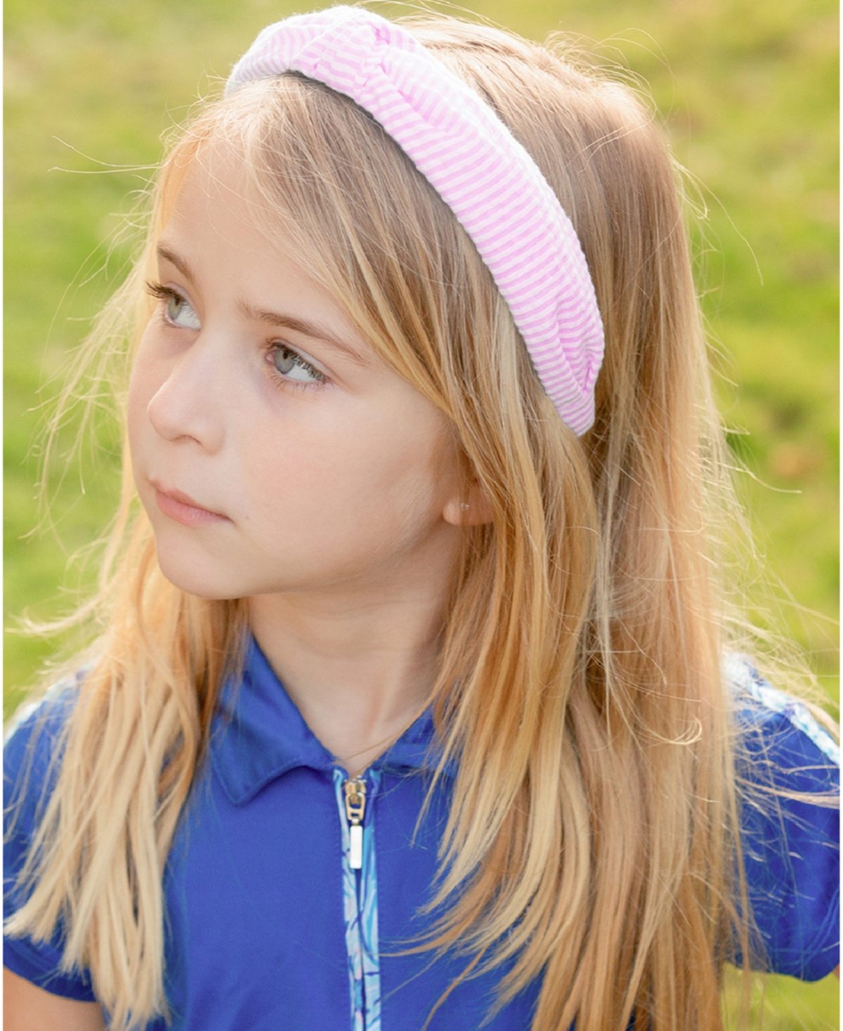 Bits & Bows Girls Seersucker Knot Headband -white