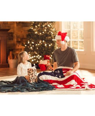 Patriotic US Flag Sherpa Throw Blanket – Soft, Lightweight, 60x70, Perfect Gift for Veterans & Proud Americans