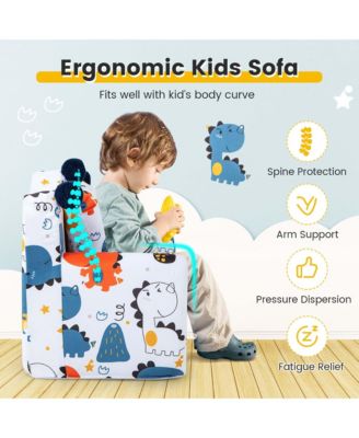   Toddler Size   Foam-Filled Fabric  Dinosaur Design, Removable Cover, Pillow  Kids Sofa Chair