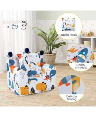   Toddler Size   Foam-Filled Fabric  Dinosaur Design, Removable Cover, Pillow  Kids Sofa Chair