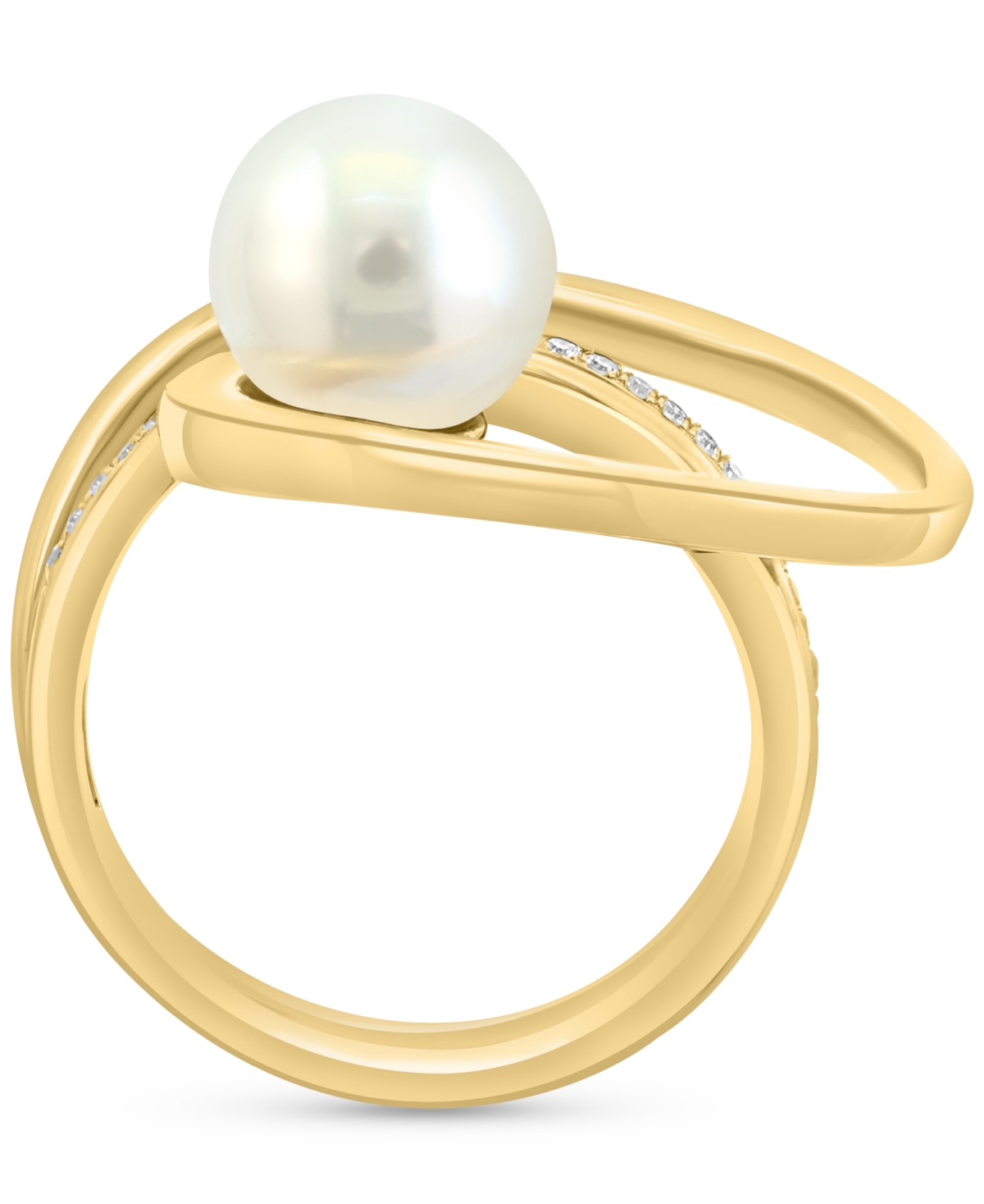 Effy Collection Effy Freshwater Pearl (8-1/2mm) & Diamond (1/10 Ct. T.w.) Coil Statement Ring In 14k Gold