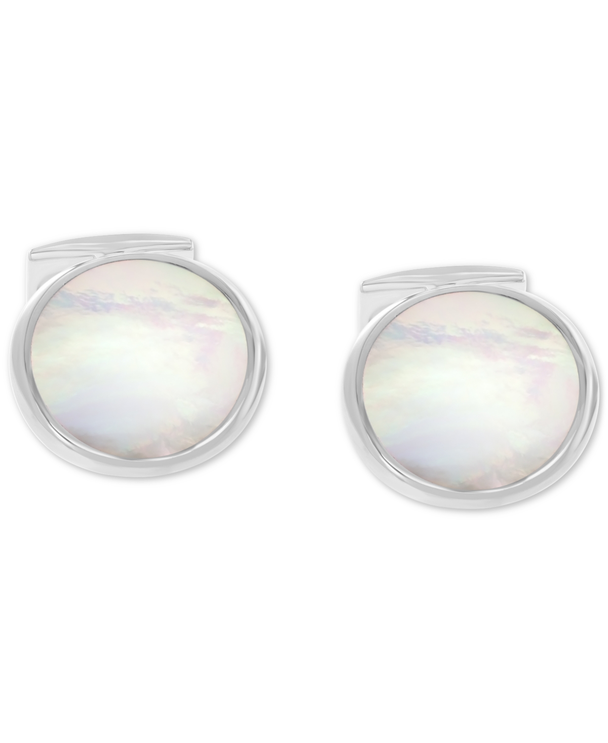 Effy Collection Effy Men's Mother Of Pearl Bezel Disc Cufflinks In Sterling Silver In Silver