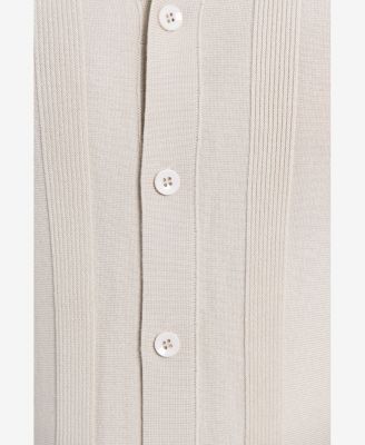 Men's Classic Ribbed Texture Polo Sweater