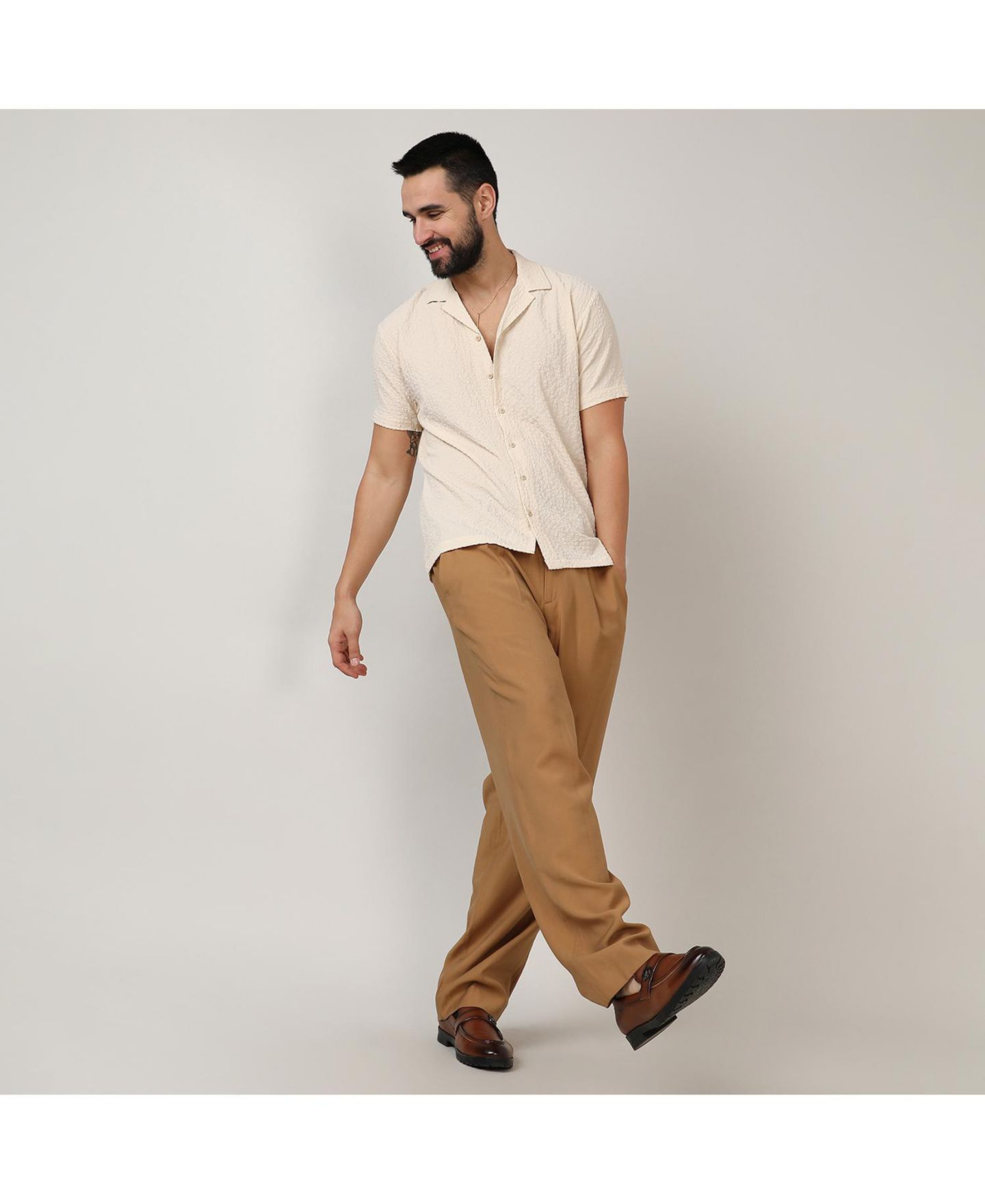 Мужская рубашка Cahoot Campus Sutra Pale Yellow Micro Creased, цвет: Жёлтый — фото 7