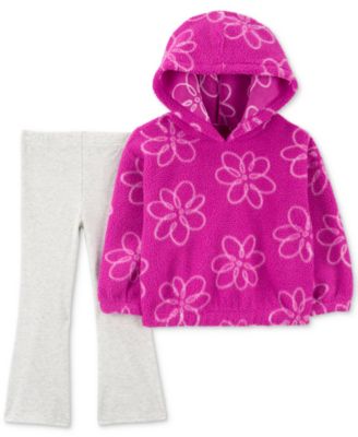 Carter's - Toddler Girls Floral Faux-Sherpa Hoodie & Flare Leggings, 2 Piece Set