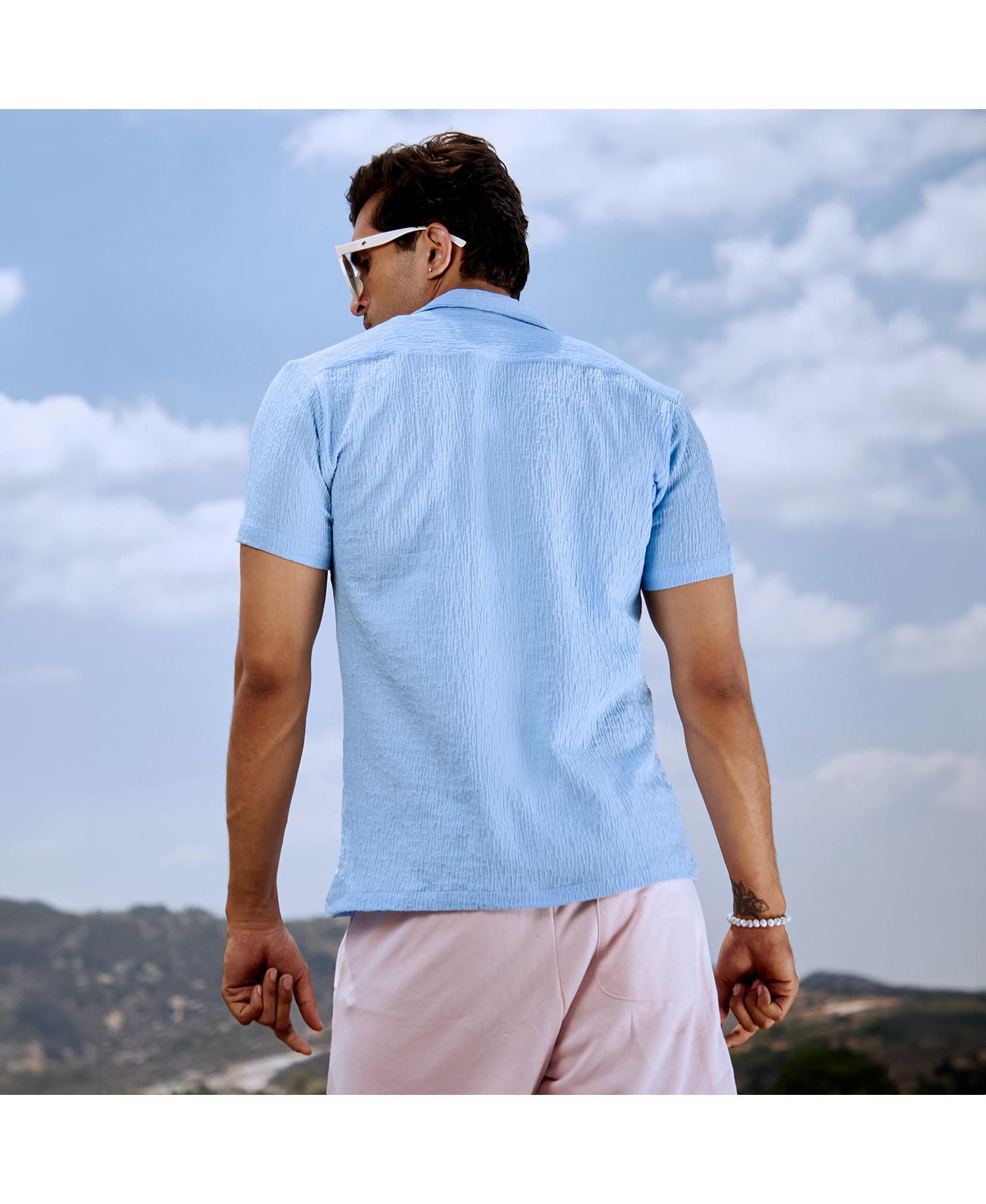 Men's Sky Blue Creased Shirt