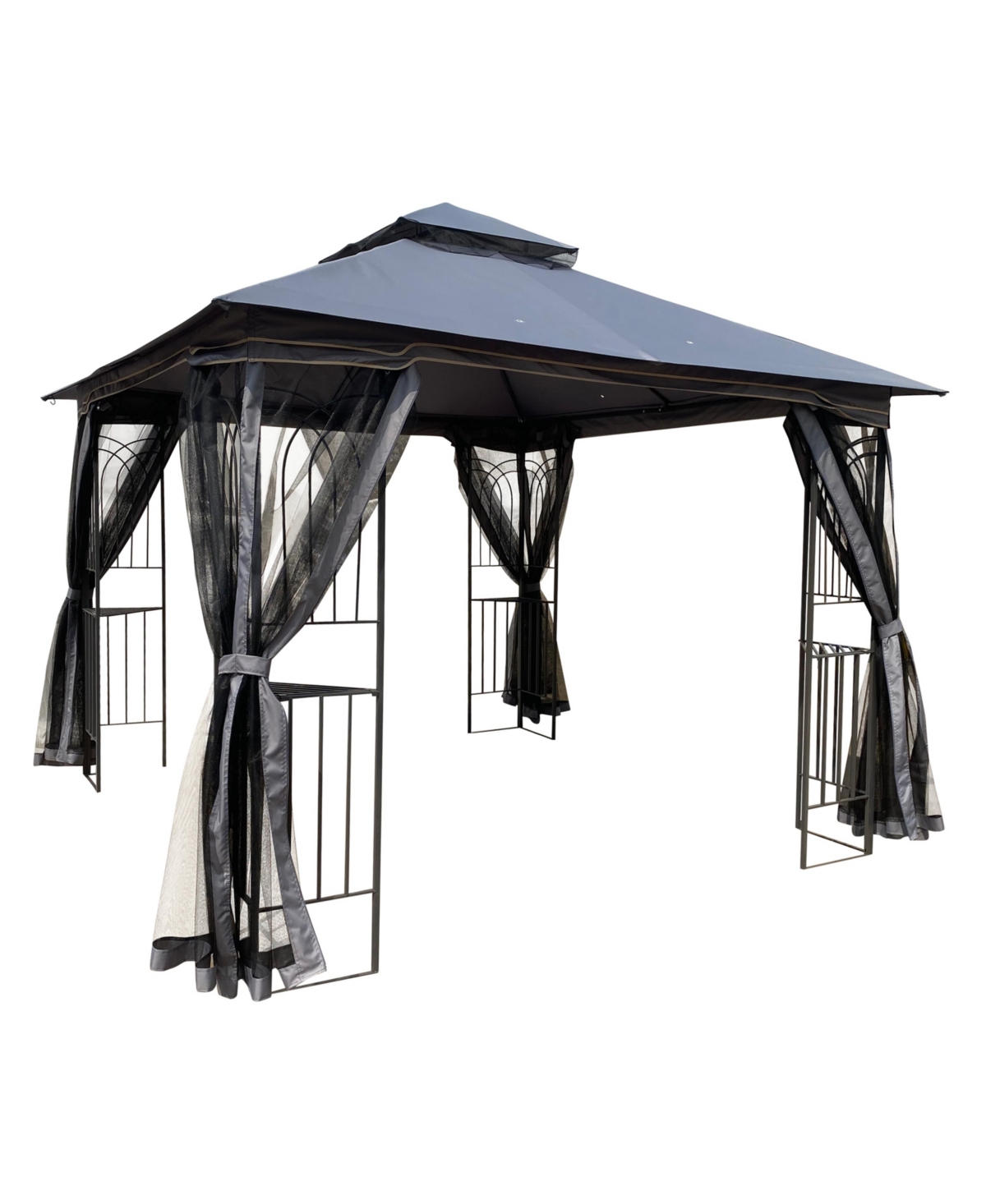 Slickblue 10x10 Outdoor Patio Gazebo Canopy Tent with Ventilated Roof and Mosquito Netting for Insect Protection