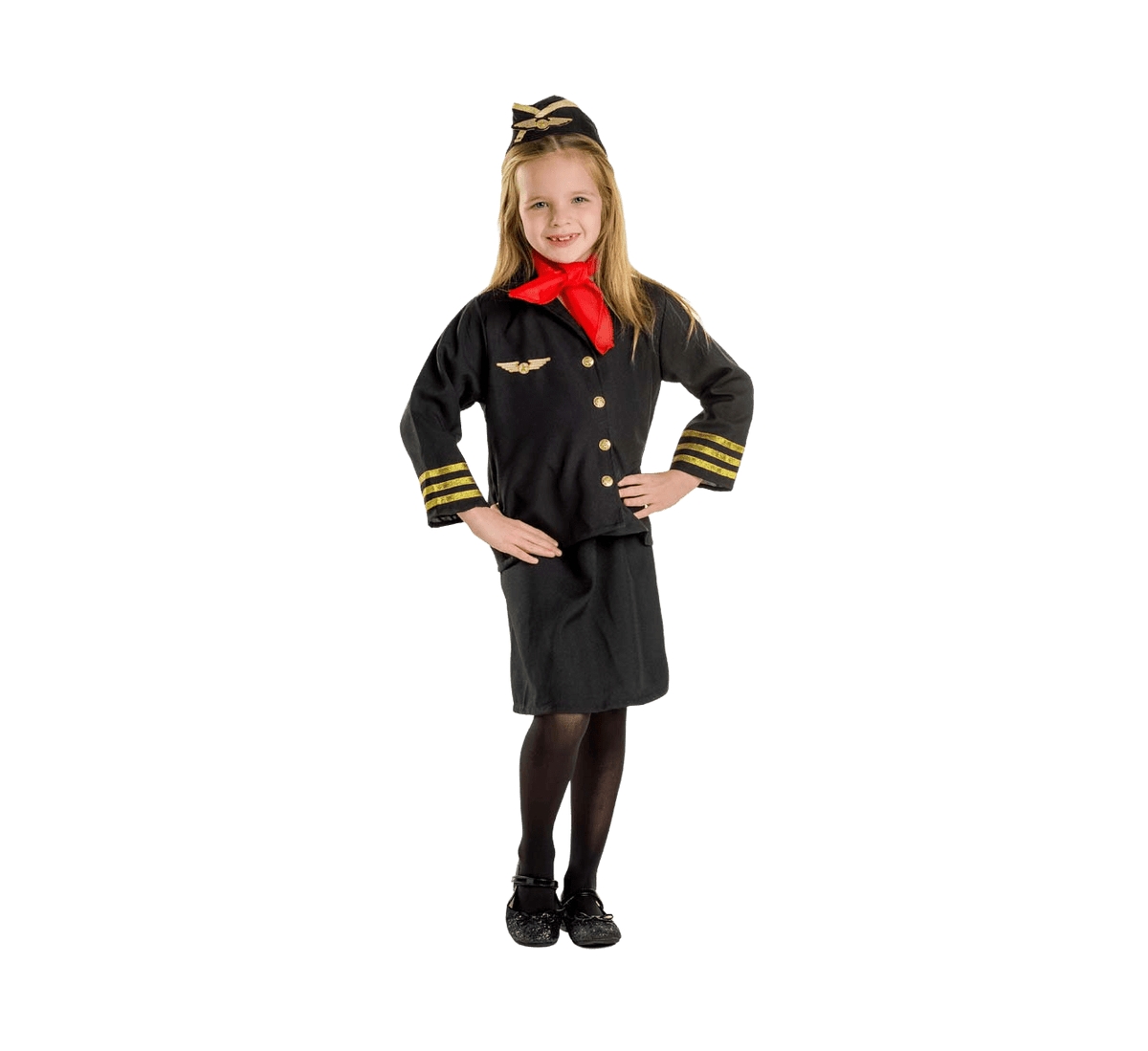 Dress Up America Flight Attendant Costume Set - Kids Girls - Black