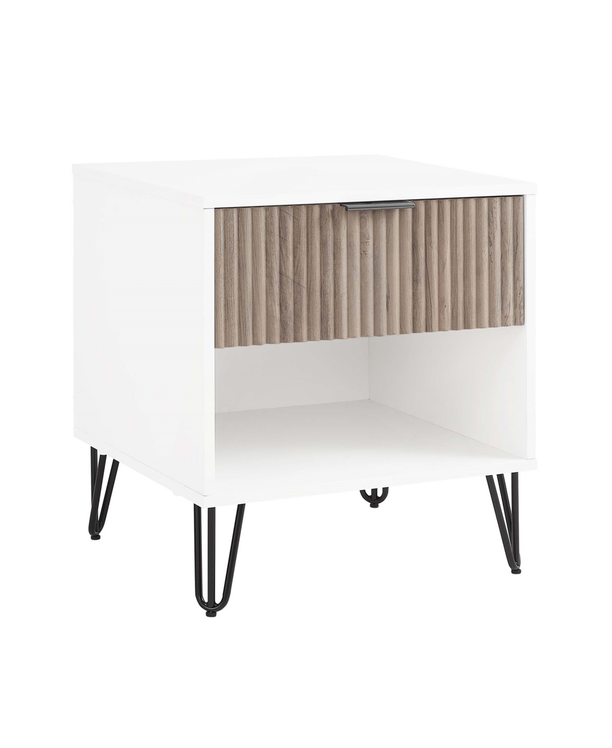 Manhattan Comfort 1- Piece Dumbo Medium-density Fiberboard 1-drawer Modern Nightstand In White And Rustic Grey