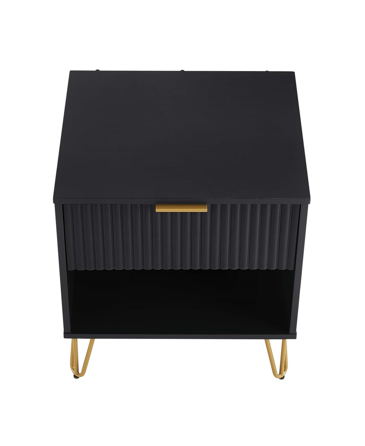 Manhattan Comfort 2-piece Dumbo Medium-density Fiberboard 1-drawer Modern Nightstand Set In Black