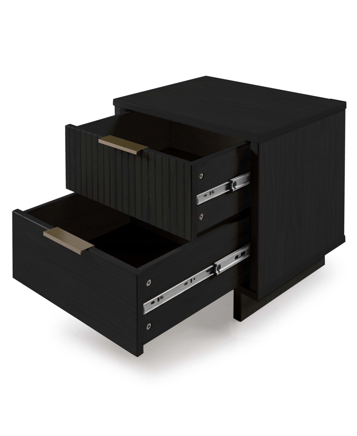 Manhattan Comfort 2-piece Granville Solid Pine Wood 2-drawer Nightstand Set In Black