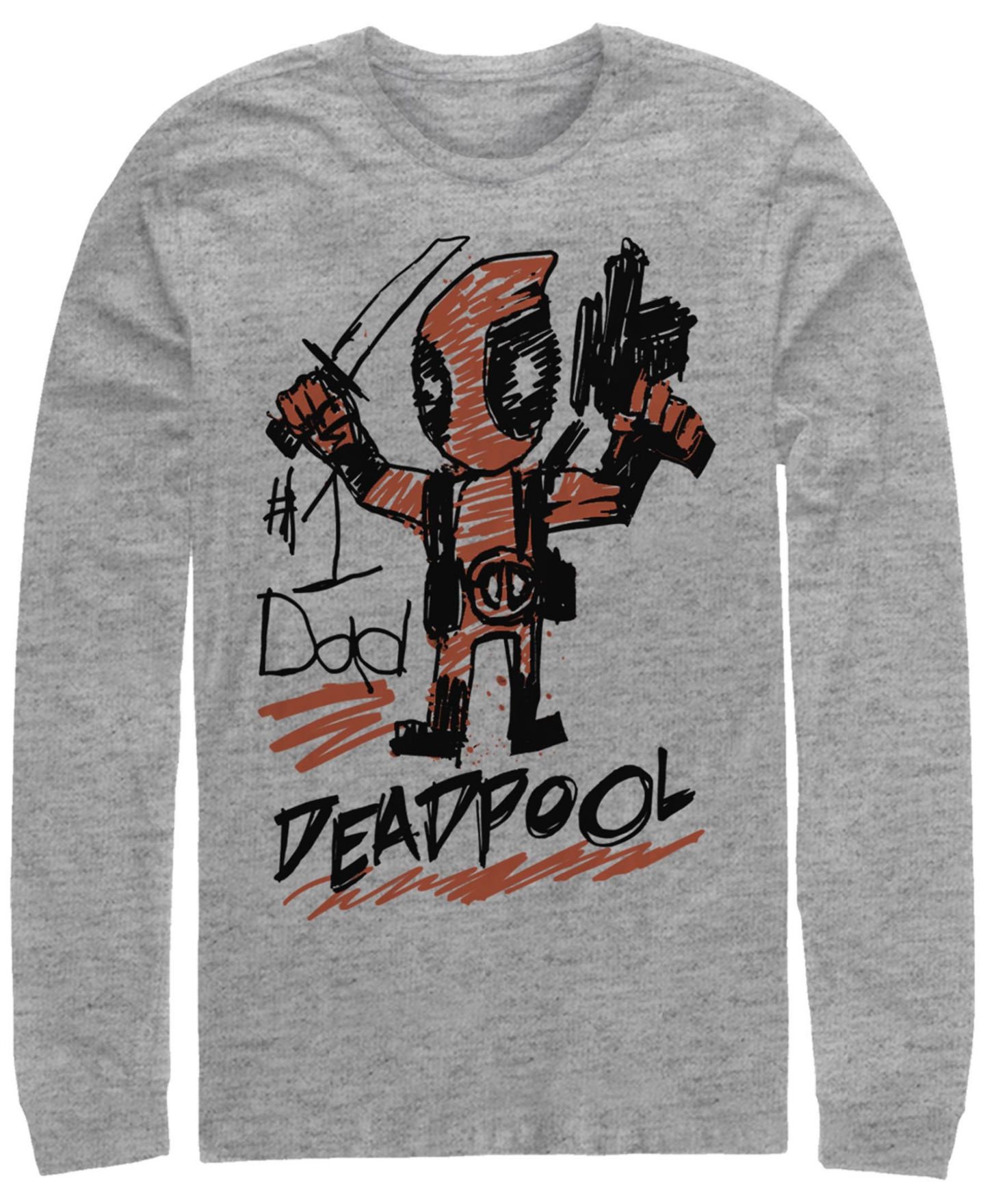 Мужская футболка Fifth Sun Deadpool Dad Long Sleeve, цвет: Меланжевый — фото 1