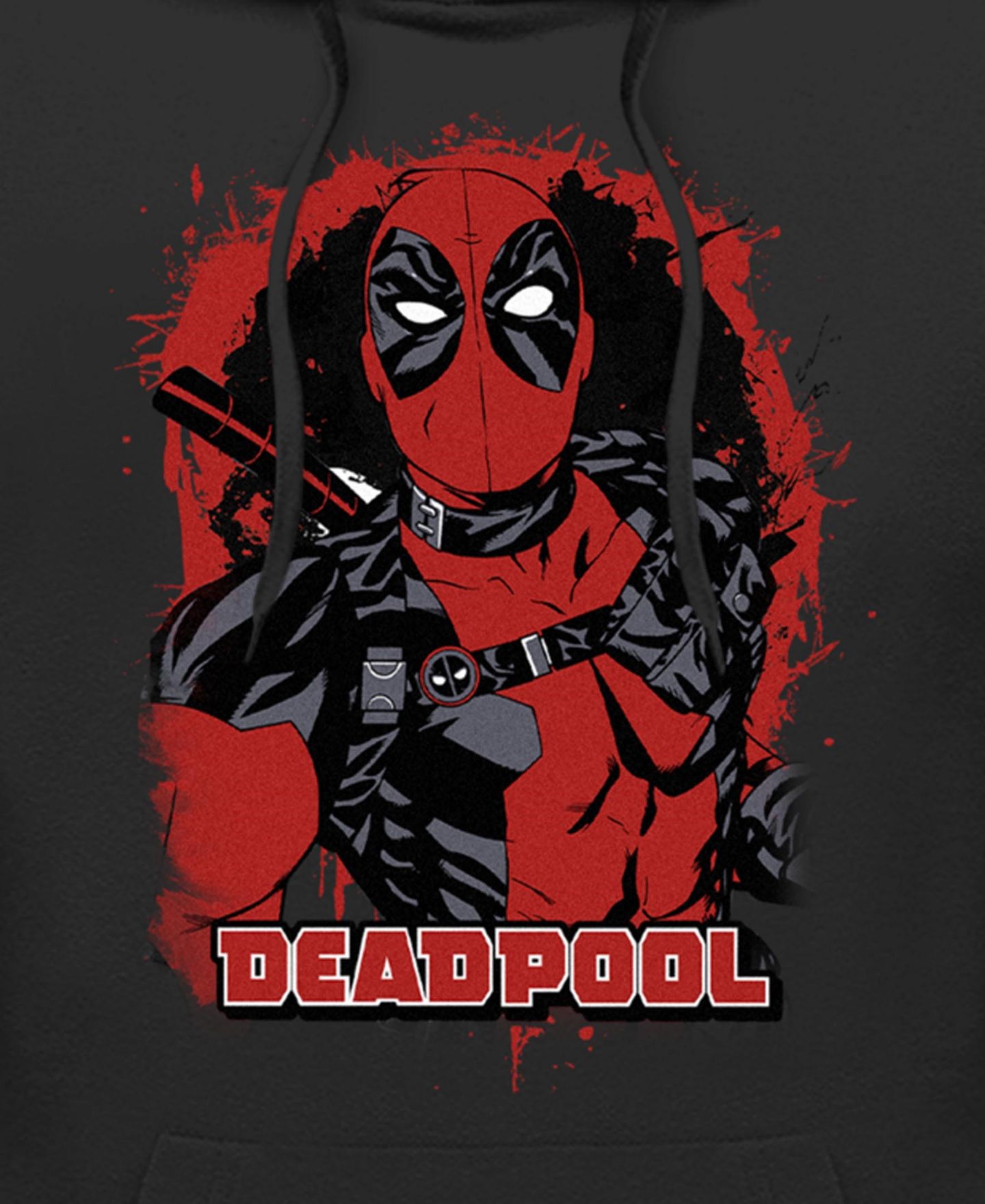 Мужское худи Fifth Sun Painted Deadpool Fleece Pullover, цвет: Чёрный — фото 3