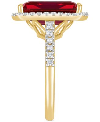 Lab Grown Emerald (6-1/2 ct. t.w.) & Lab Grown Diamond (1/2 ct. t.w.) Ring in 14k White Gold (Also available in Sapphire & Ruby)