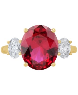 Lab Grown Sapphire (5-5/8 ct. t.w.) & Lab Grown Diamond (3/8 ct. t.w.) Ring in 14k White Gold (Also available in Emerald & Ruby)