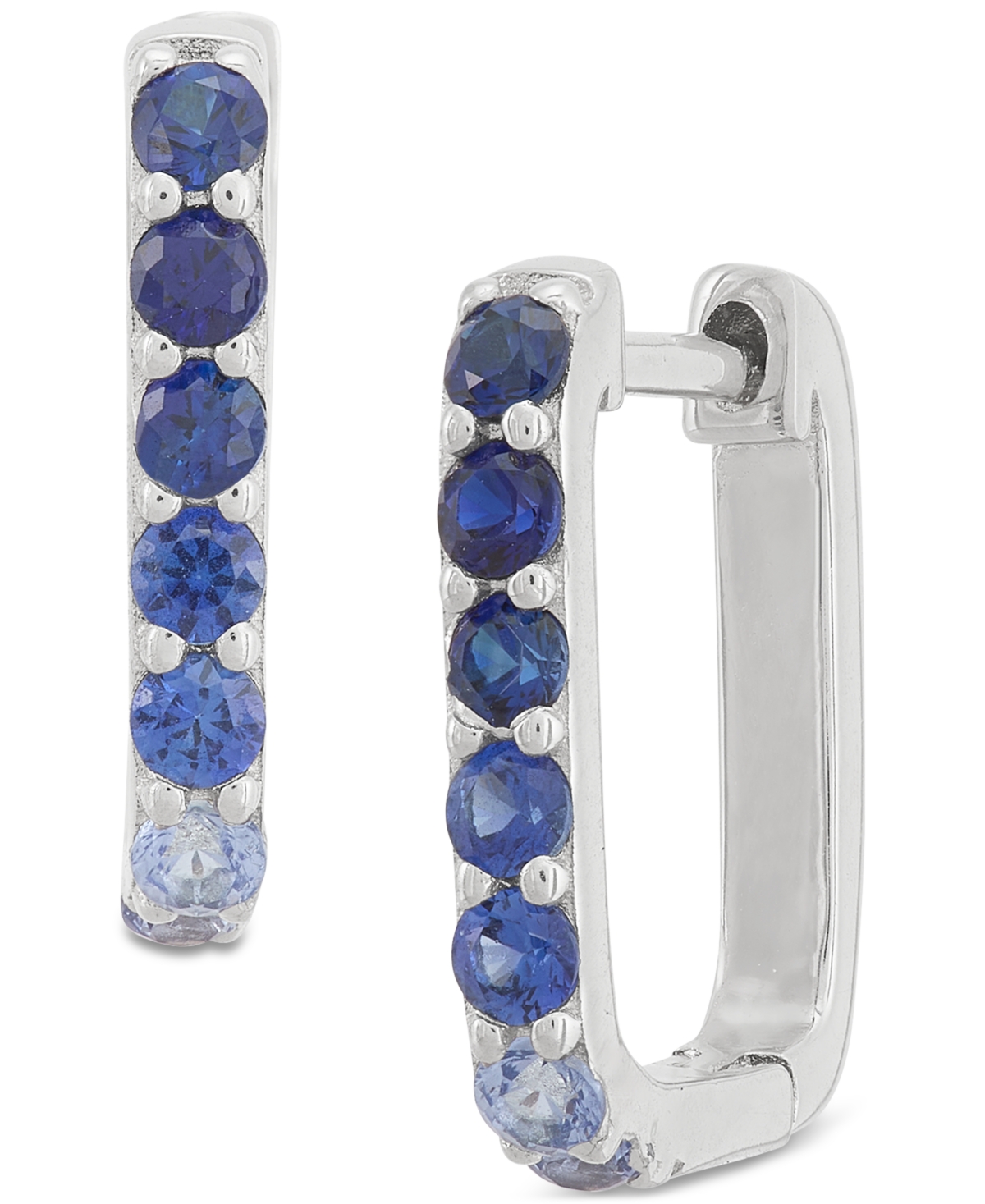 Macy's 3-pc. Set Lab-created Sapphire Stud & Hoop Earrings (3-3/4 Ct. T.w.) In Sterling Silver In Sapphire