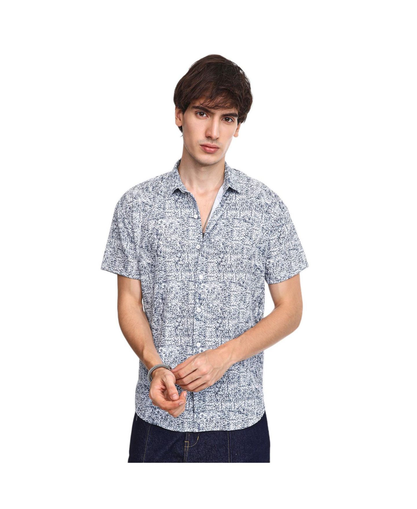 Мужская рубашка Cahoot Cream White & Indigo Blue Contrast Hazy, цвет: Белый — фото 1