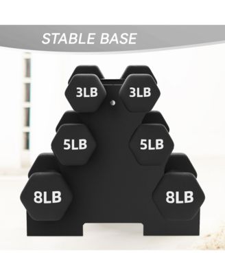 32 Pound Neoprene Coated Dumbbell Set with Stand, Black