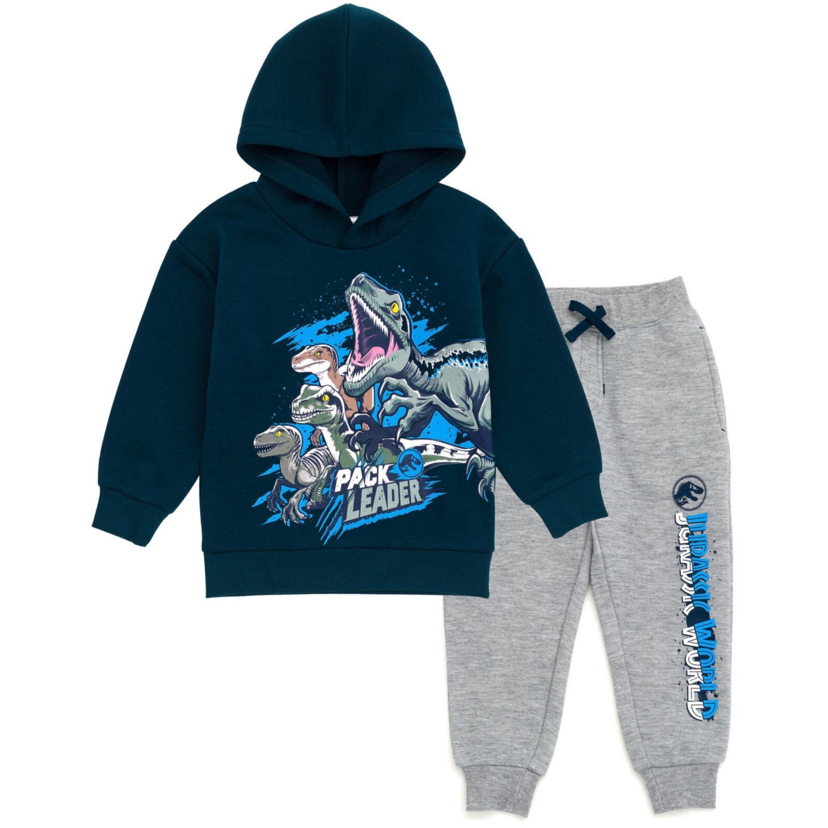 Jurassic World Boys Dinosaur Jurassic Park T-Rex Fleece Pullover Hoodie and Pants Outfit Set to