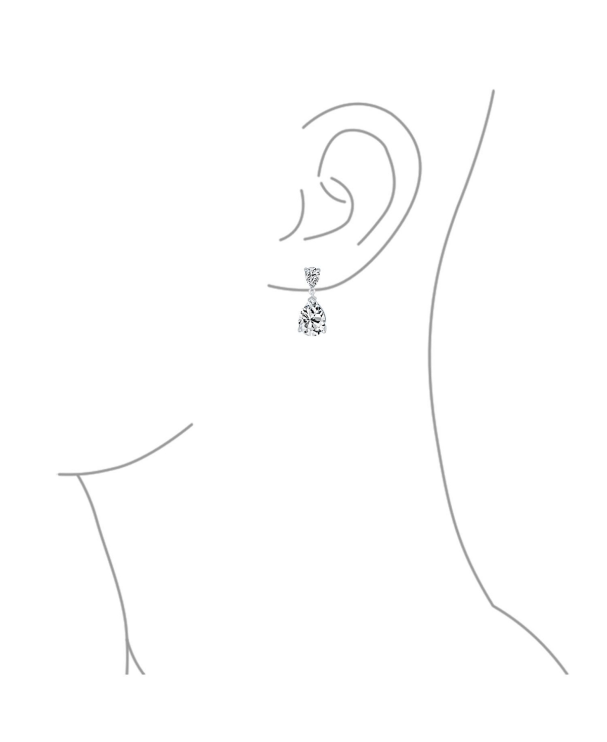 Bling Jewelry Classic Simple 5CT Cubic ZirconiaTeardrop Pear Shaped Solitaire Cz Dangle Earrings For Prom .925 Sterling Silver - Clear