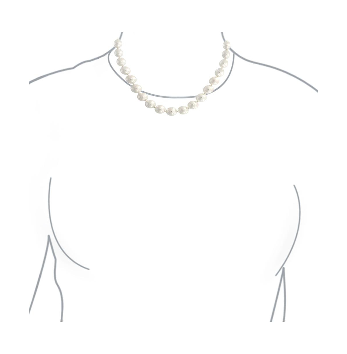 Bling Jewelry White Strand Necklace For Women Rhodium Plated Crystal Clasp Pearl 10MM Inch