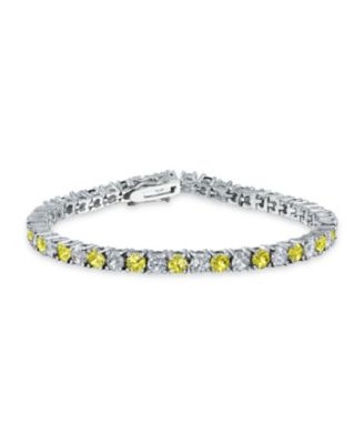 Classic 2 Color Alternating Cubic Zirconia 12CT CZ Tennis Bracelet Silver Plated