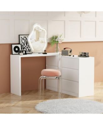 1Pc MDF 6-Drawer, Rotatable Desktop L-Shaped Chest of Drawers