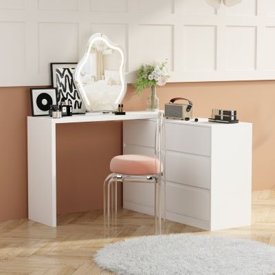 1Pc MDF 6-Drawer, Rotatable Desktop L-Shaped Chest of Drawers