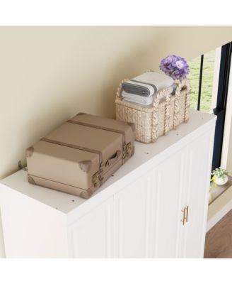 1Pc MDF L-Shaped 4-Door Storage Corner Wardrobe Cabinet