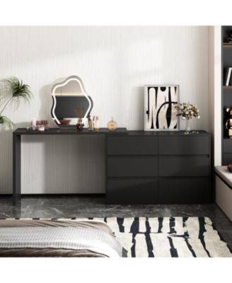 1Pc MDF 6-Drawer, Rotatable Desktop L-Shaped Chest of Drawers