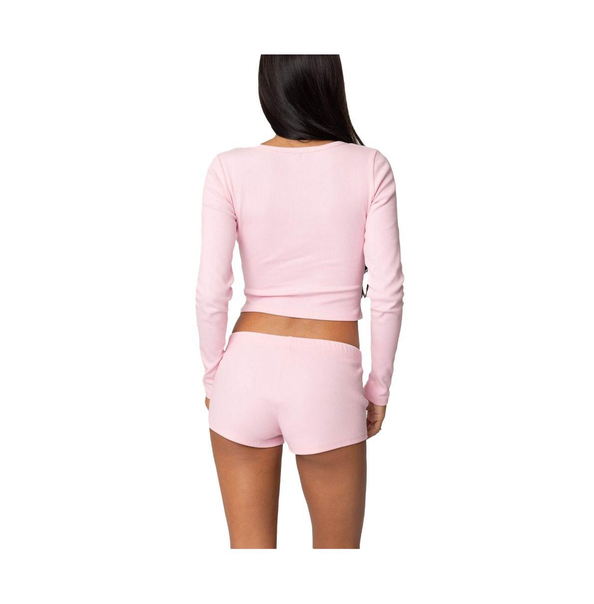 Edikted Women's Rebekah Ribbed Top - Light-pink