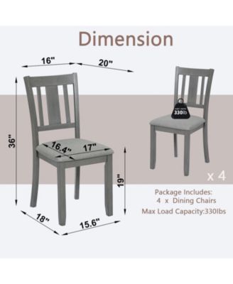 Wooden Dining Chairs Set of 4, Kitchen Chair with Padded Seat, Upholstered Side Chair for Dining Room, Living Room, Gray