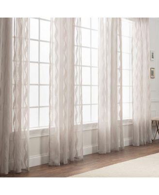 Premium Quatrefoil Voile Sheer Curtains - 2-Panel Light Filtering Curtains for Living Room, Bedroom, Kitchen - 52" x 63" - Beige