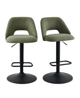2-Pc. Fabric 360° Swivel Adjustable Barstools